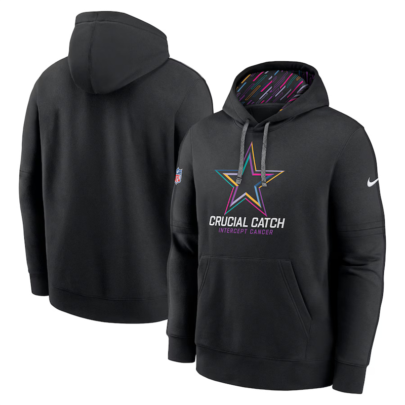 Men's Dallas Cowboys Black 2024 Crucial Catch Club Pullover Hoodie Men's Dallas Cowboys Black 2024 Crucial Catch Club Pullover Hoodie